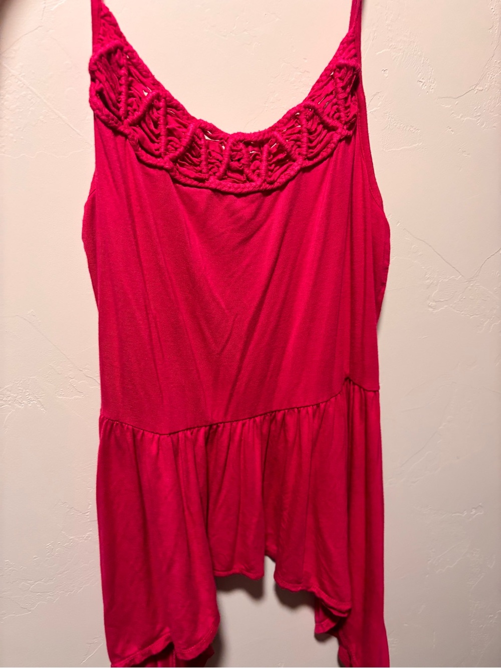 VENUS Hot Pink Crochet-Trim Tank Top